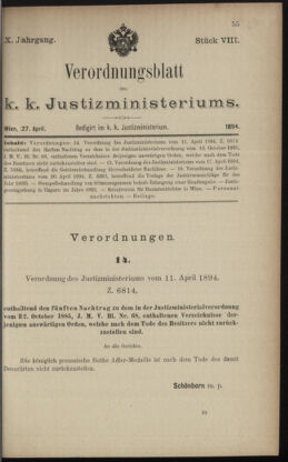 Verordnungsblatt des K.K. Justizministeriums