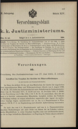 Verordnungsblatt des K.K. Justizministeriums 18940719 Seite: 1