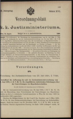 Verordnungsblatt des K.K. Justizministeriums 18940816 Seite: 1