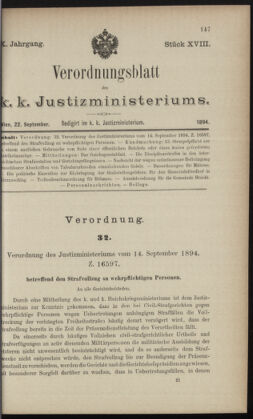 Verordnungsblatt des K.K. Justizministeriums