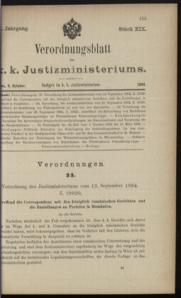 Verordnungsblatt des K.K. Justizministeriums 18941009 Seite: 1