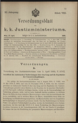 Verordnungsblatt des K.K. Justizministeriums 18950427 Seite: 1