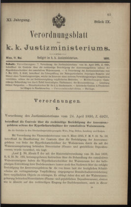 Verordnungsblatt des K.K. Justizministeriums 18950511 Seite: 1