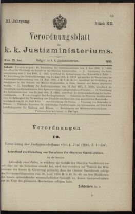 Verordnungsblatt des K.K. Justizministeriums 18950625 Seite: 1