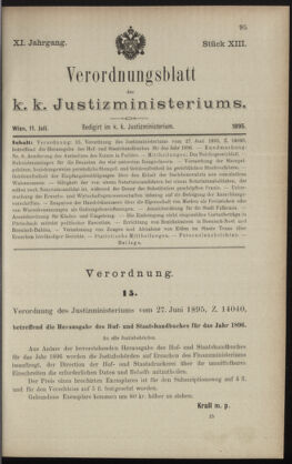 Verordnungsblatt des K.K. Justizministeriums 18950711 Seite: 1