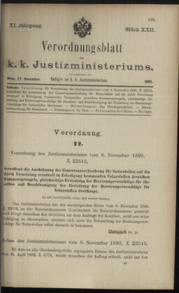 Verordnungsblatt des K.K. Justizministeriums 18951127 Seite: 1