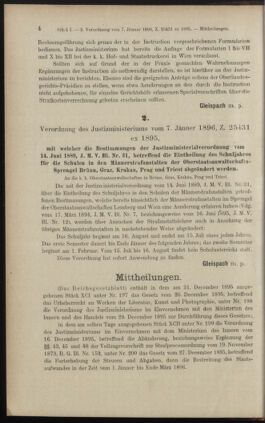 Verordnungsblatt des K.K. Justizministeriums 18960115 Seite: 4