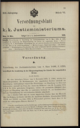 Verordnungsblatt des K.K. Justizministeriums 18960318 Seite: 1