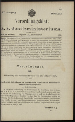 Verordnungsblatt des K.K. Justizministeriums 18961113 Seite: 1