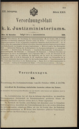 Verordnungsblatt des K.K. Justizministeriums 18961128 Seite: 1