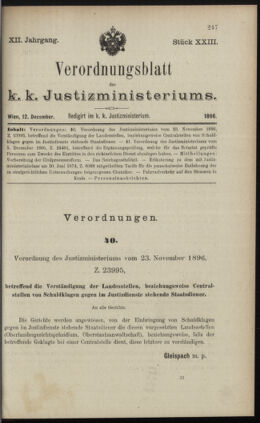 Verordnungsblatt des K.K. Justizministeriums 18961212 Seite: 1