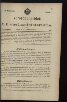 Verordnungsblatt des K.K. Justizministeriums 18970130 Seite: 1