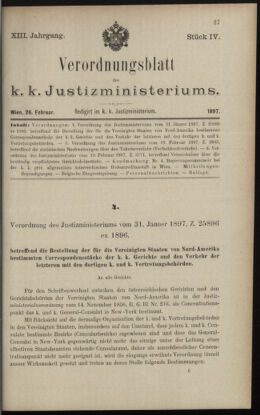 Verordnungsblatt des K.K. Justizministeriums 18970226 Seite: 1