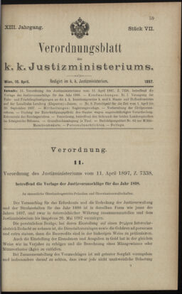 Verordnungsblatt des K.K. Justizministeriums 18970416 Seite: 1