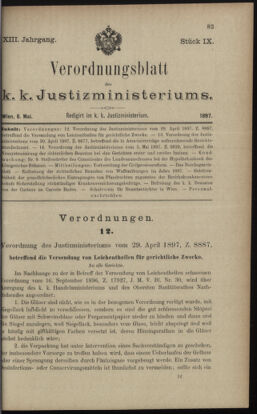 Verordnungsblatt des K.K. Justizministeriums 18970508 Seite: 1