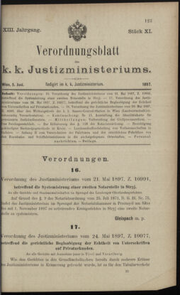 Verordnungsblatt des K.K. Justizministeriums 18970605 Seite: 1