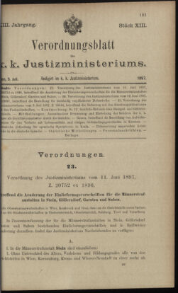 Verordnungsblatt des K.K. Justizministeriums 18970705 Seite: 1