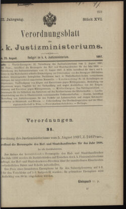 Verordnungsblatt des K.K. Justizministeriums