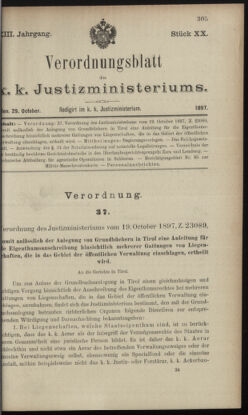 Verordnungsblatt des K.K. Justizministeriums 18971029 Seite: 1