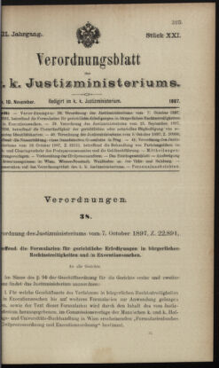 Verordnungsblatt des K.K. Justizministeriums 18971110 Seite: 1