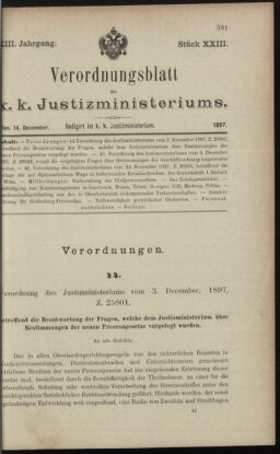 Verordnungsblatt des K.K. Justizministeriums 18971214 Seite: 1