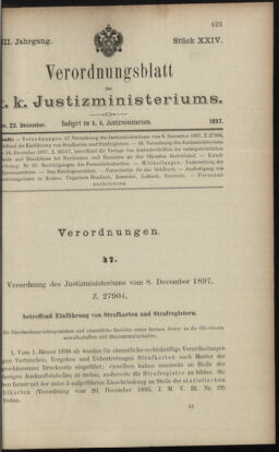 Verordnungsblatt des K.K. Justizministeriums 18971223 Seite: 1