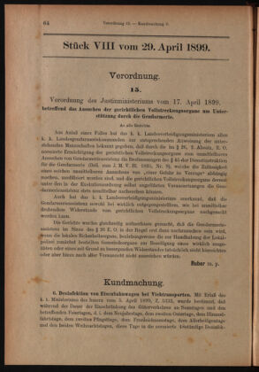 Verordnungsblatt des K.K. Justizministeriums 18990429 Seite: 1