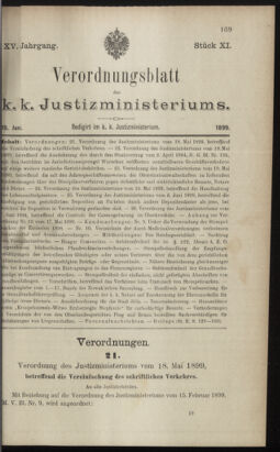 Verordnungsblatt des K.K. Justizministeriums 18990615 Seite: 39