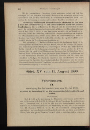 Verordnungsblatt des K.K. Justizministeriums 18990811 Seite: 1