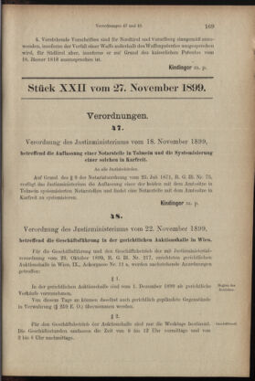 Verordnungsblatt des K.K. Justizministeriums 18991127 Seite: 1