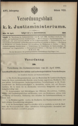 Verordnungsblatt des K.K. Justizministeriums 19000430 Seite: 1