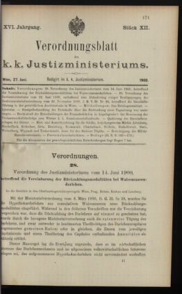 Verordnungsblatt des K.K. Justizministeriums 19000627 Seite: 1