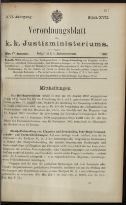 Verordnungsblatt des K.K. Justizministeriums