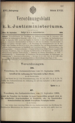 Verordnungsblatt des K.K. Justizministeriums 19000928 Seite: 1