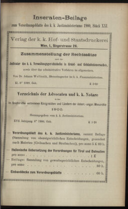 Verordnungsblatt des K.K. Justizministeriums 19001116 Seite: 11