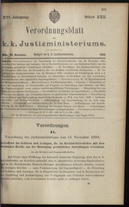 Verordnungsblatt des K.K. Justizministeriums 19001129 Seite: 1