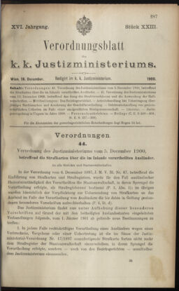 Verordnungsblatt des K.K. Justizministeriums 19001218 Seite: 1