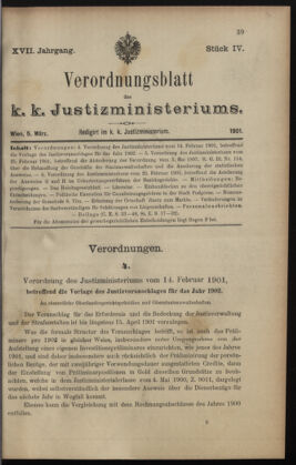 Verordnungsblatt des K.K. Justizministeriums 19010305 Seite: 1