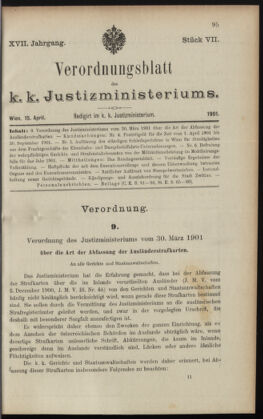 Verordnungsblatt des K.K. Justizministeriums 19010415 Seite: 1