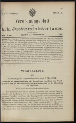 Verordnungsblatt des K.K. Justizministeriums 19010517 Seite: 1