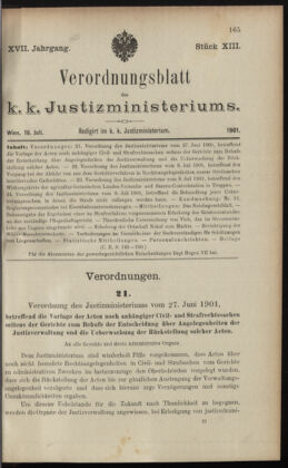 Verordnungsblatt des K.K. Justizministeriums 19010716 Seite: 1