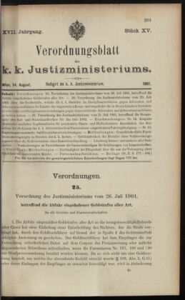 Verordnungsblatt des K.K. Justizministeriums 19010814 Seite: 1