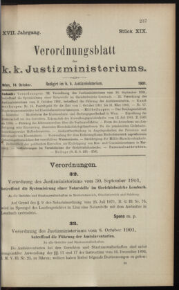 Verordnungsblatt des K.K. Justizministeriums 19011014 Seite: 1