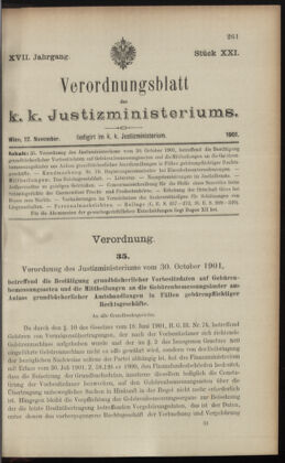 Verordnungsblatt des K.K. Justizministeriums 19011112 Seite: 1