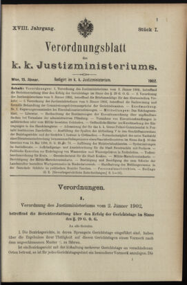 Verordnungsblatt des K.K. Justizministeriums 19020115 Seite: 1