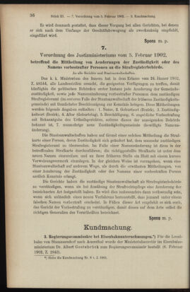 Verordnungsblatt des K.K. Justizministeriums 19020215 Seite: 2