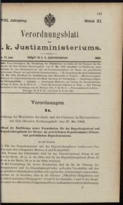 Verordnungsblatt des K.K. Justizministeriums 19020617 Seite: 1