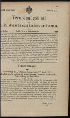 Verordnungsblatt des K.K. Justizministeriums 19020722 Seite: 1