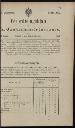 Verordnungsblatt des K.K. Justizministeriums 19021016 Seite: 1