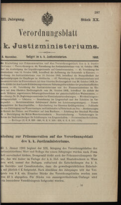 Verordnungsblatt des K.K. Justizministeriums 19021103 Seite: 1